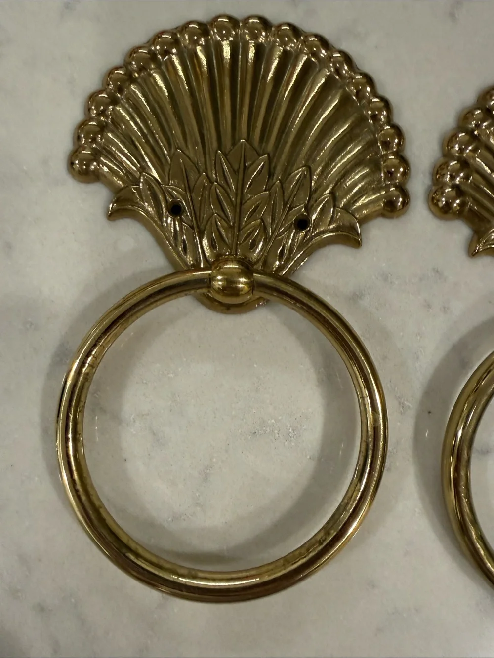 Vintage brass decorative towel rings